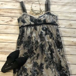 Romantic Ann Taylor Loft Black Gray Dress 12